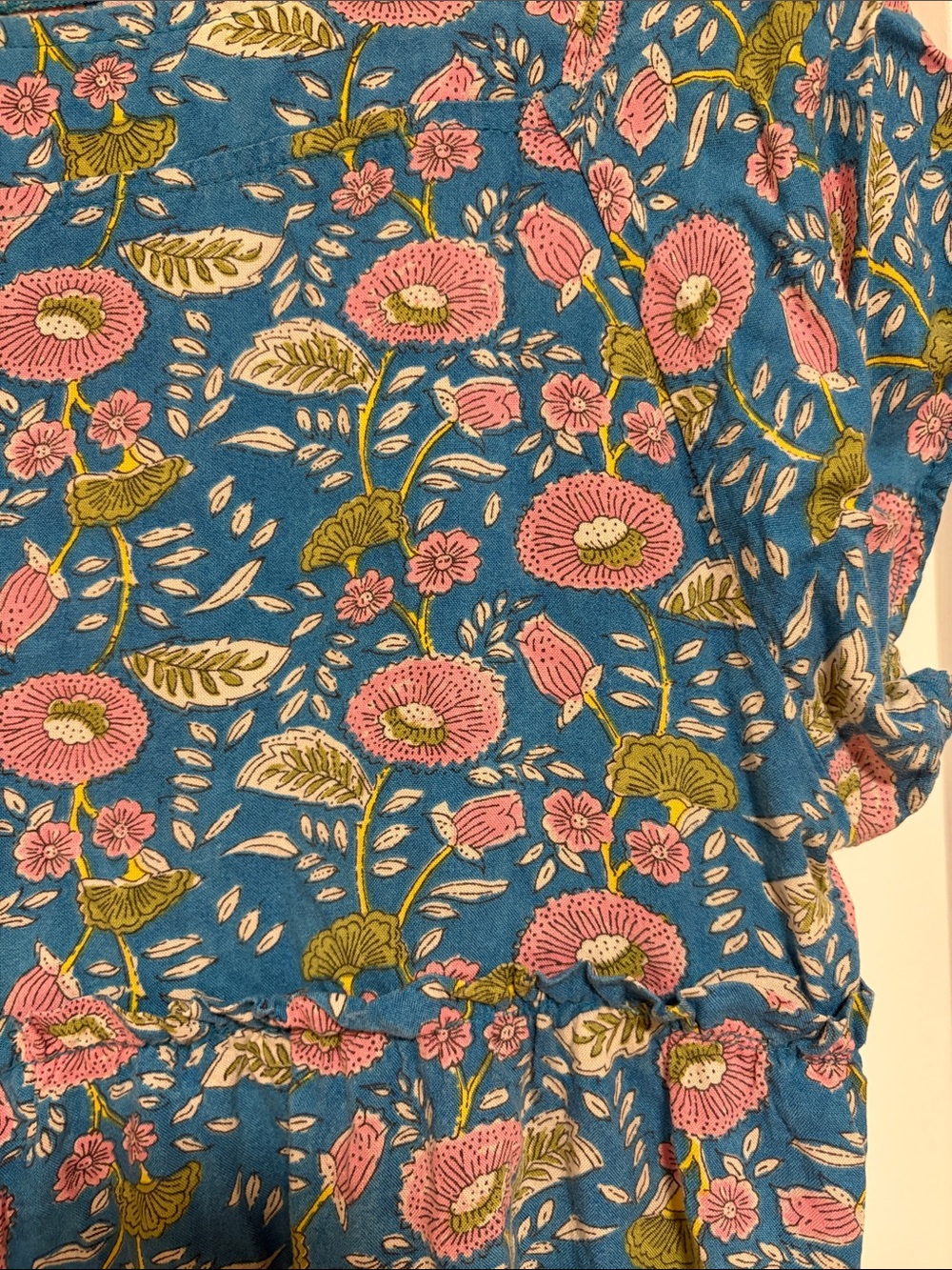 NATURAL LIFE Blue Floral Tiered Dress with Pink Blooms - Picture 3 of 8